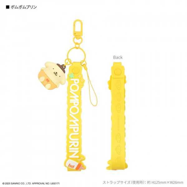 ポムポムプリン ハンドストラップ 3Dマスコット付き キャラクター 雑貨 スマホ ストラップ 落下防止 キーホルダー かわいい グッズ SANRIO サンリオ SANG-430PN サンリオ正規ライセンス品