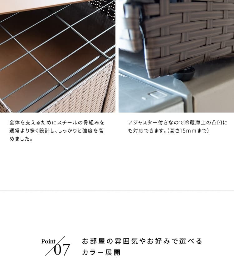 冷蔵庫上収納ラック 冷蔵庫上 冷蔵庫上収納 収納 冷蔵庫 目隠し収納 目隠し キッチン収納 可動棚 Rifero リフェロ ラタン おしゃれ ホットプレート キッチン 扉 大容量 調理器具 冷蔵庫上ラック 冷蔵庫上棚 上置き収納 ラタン収納 扉付 家具