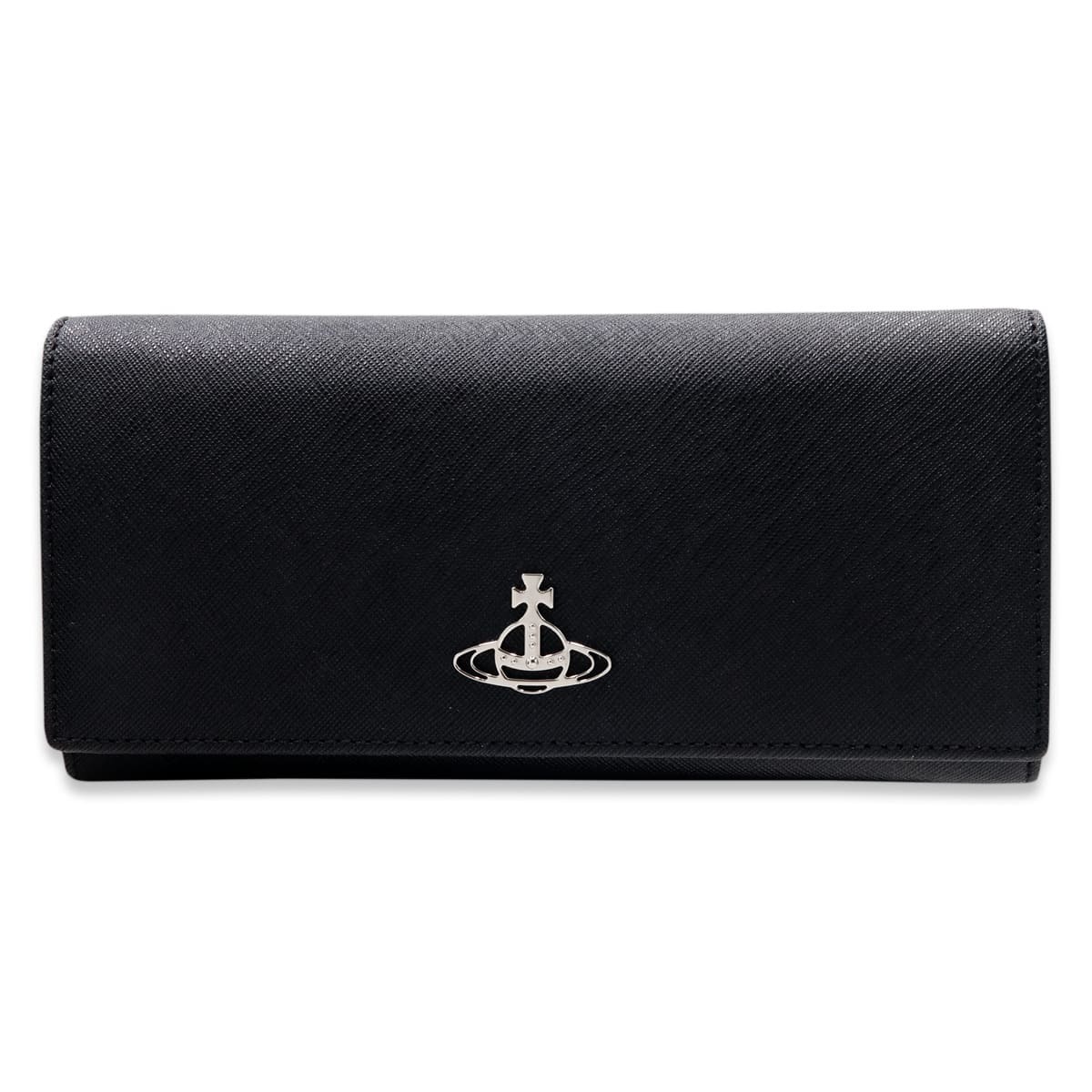 ヴィヴィアンウエストウッド 財布 長財布 メンズ レディース Vivienne Westwood 51120005 L001N LA N402 ブラック 黒 サフィアーノ 本革 小銭入れあり かぶせ フラップ オーブ ロゴ ギフト プレゼント