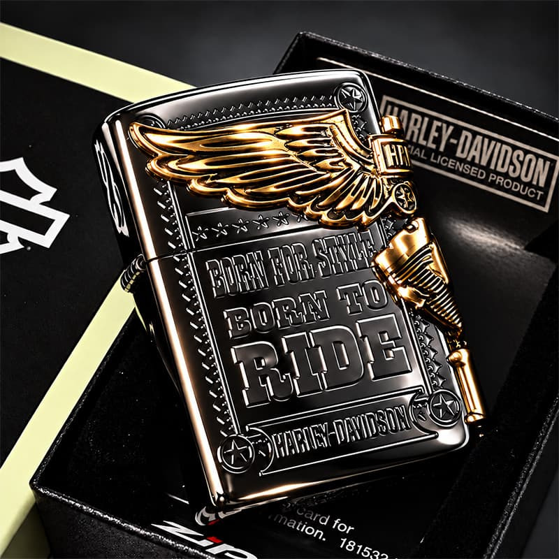 ジッポ ライター ハーレー ダビッドソン ZIPPO ブラック チタン加工 かっこいい 3面大型メタル イーグル HARLEY-DAVIDSON 日本国内限定モデル ジッポー ギフト