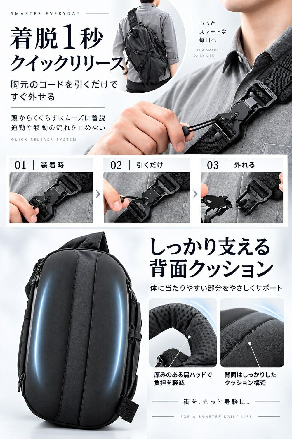 【ラッピング無料】Gran Walker ALPHA-PACK 23L 大容量 拡張式 ボディバッグ メンズ 多機能 スリングバッグ ガジェット収納 通勤 通学 旅行 ギフト 釣り キャンプ