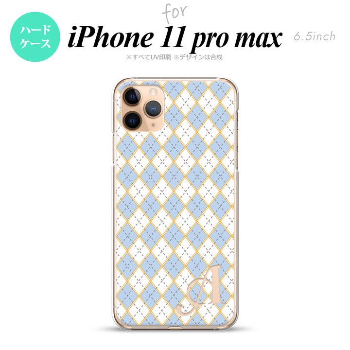 iPhone11ProMax iPhone11pro max スマホケース ハードケース アーガイル 青 グレー +アルファベット メンズ レディース nk-i11pm-1413i