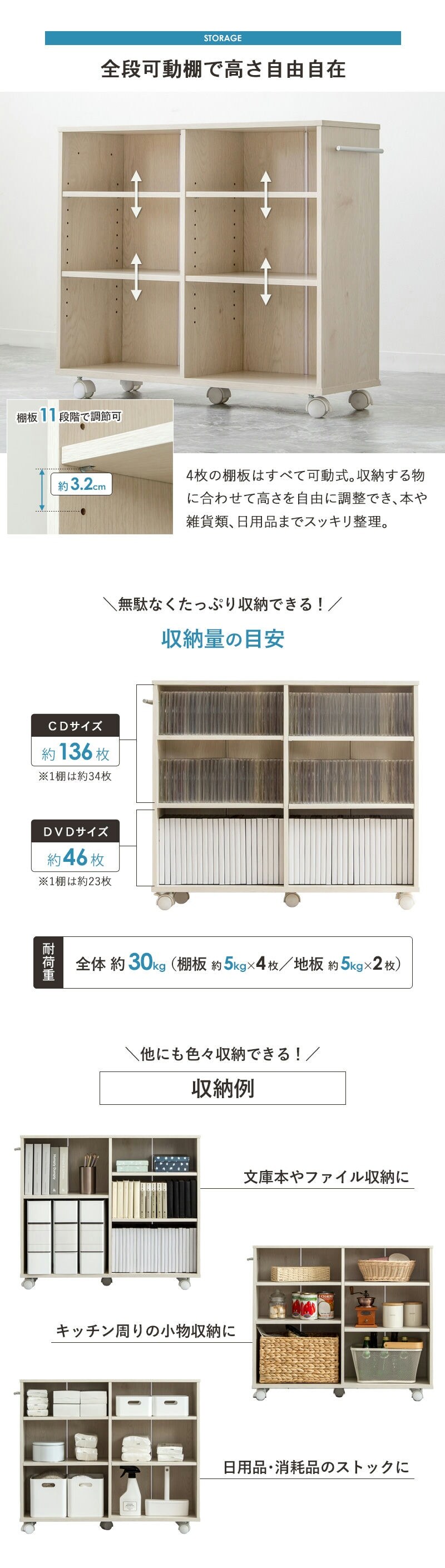 収納家具 ラック 押入れ収納 奥行75cm 選べる幅3サイズ (19/25/38cm) iw-29 クローゼット収納 リビング収納 すき間収納 サニタリー収納