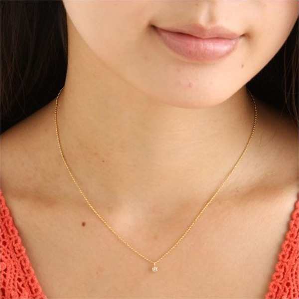 K18 ダイヤモンド ネックレス 0.1ct ペンダント 18金 イエローゴールド シャンパンカラー ダイヤ 一粒石 ジュエリー レディース アクセサリー シンプル 華奢 贈り物 ギフト 誕生日 記念日