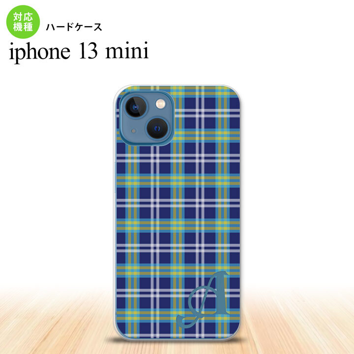 iPhone13mini iPhone13 mini ケース ハードケース チェック B 青 +アルファベット  nk-i13m-438i
