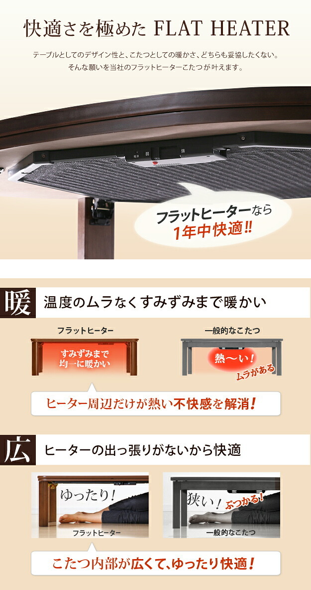 こたつ フラットヒーター折れ脚こたつ-エッグ&ビーンズ 120×90cm フラットヒーター 折脚 継ぎ脚 高さ調整 テーブル ローテーブル 炬燵 コタツ ナチュラル 天然木 木製 日本製 国産 テレワーク リモートワーク 在宅ワーク 新生活