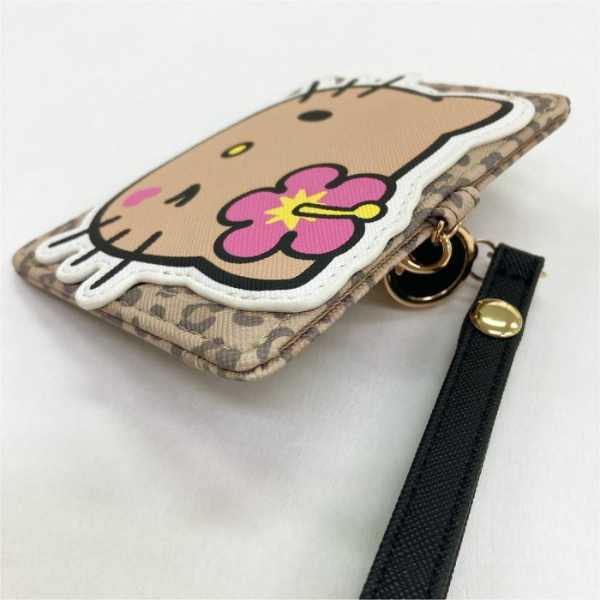 ハローキティ パスケース リール付き ダイカット 定期入れ キャラクター サンリオ 日焼けデザイン 通学 通勤 ICカードケース 合皮 かわいい おしゃれ サンリオ正規ライセンス品