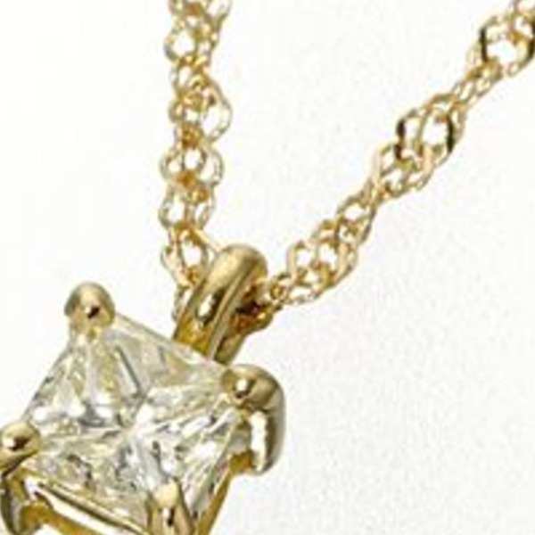 ダイヤモンド ネックレス 0.15ct プリンセスカット ペンダント イエローゴールド K18 一粒ダイヤ スクエア シンプル レディース アクセサリー 記念日 誕生日 プレゼント 宝石