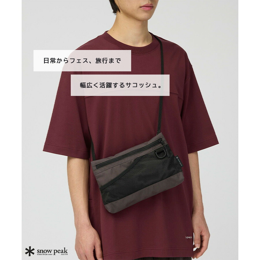 snowpeak Everyday Use Sacoche ショルダーバッグ サコッシュ 斜め掛け コンパクト 普段使い レディース メンズ ギフト プレゼント ブラック ac25su405