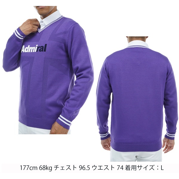 アドミラル ゴルフ メンズ UJジャカード　Vネックセーター ADMIRAL GOLF ADMA369 秋冬モデル お誕生日祝い お祝い 記念品 お父さん 父の日 彼氏 男性 30代 40代 50代 60代  還暦祝い 敬老の日 人気プレゼント プレゼント