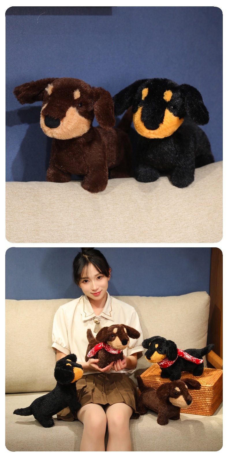 40CM ダックスフント いぬ 犬 ぬいぐるみ リアル 動物 アニマル ふわふわ かわいい 置物 インテリア 子供 おもちゃ ごっこ遊び 誕生日 プレゼント ギフト 癒し