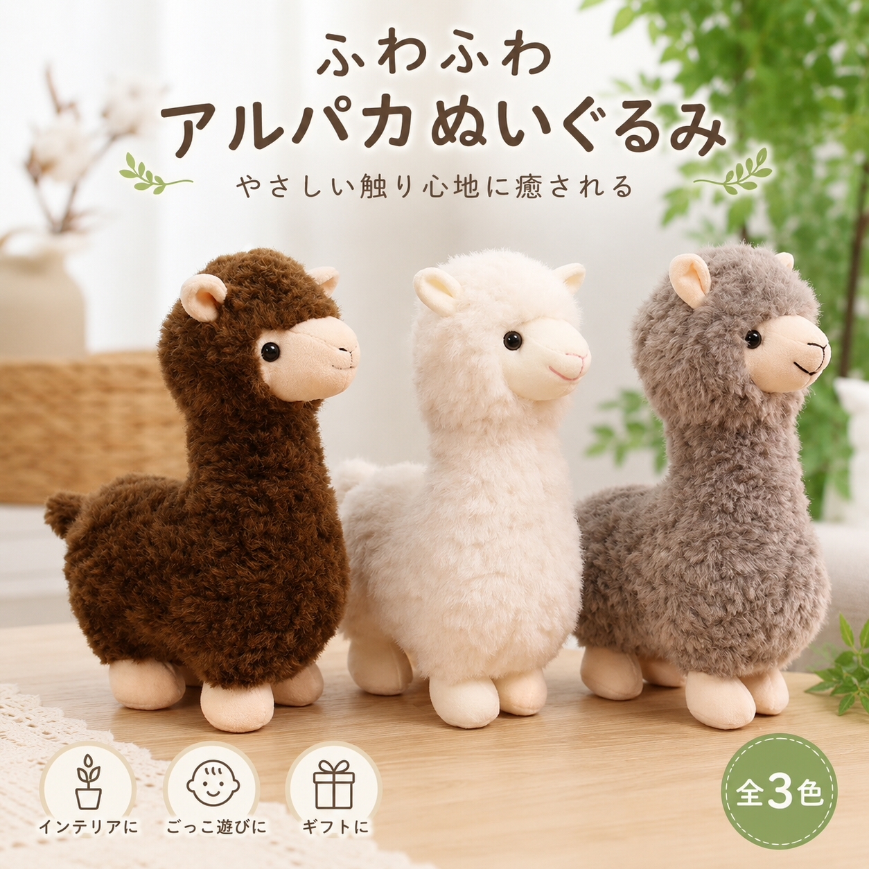 アルパカ ぬいぐるみ リアル 動物 アニマル ふわふわ かわいい 置物 インテリア 子供 おもちゃ ごっこ遊び 誕生日 プレゼント ギフト 癒し