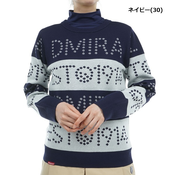 アドミラル ゴルフ レディース ゴルフ＆ロゴボーダー クルーセーター ADMIRAL ADLA464 秋冬モデル お誕生日祝い お祝い 記念品 30代 40代 50代 60代 母の日 お母さん 還暦祝い 敬老の日 彼女 人気プレゼント プレゼント