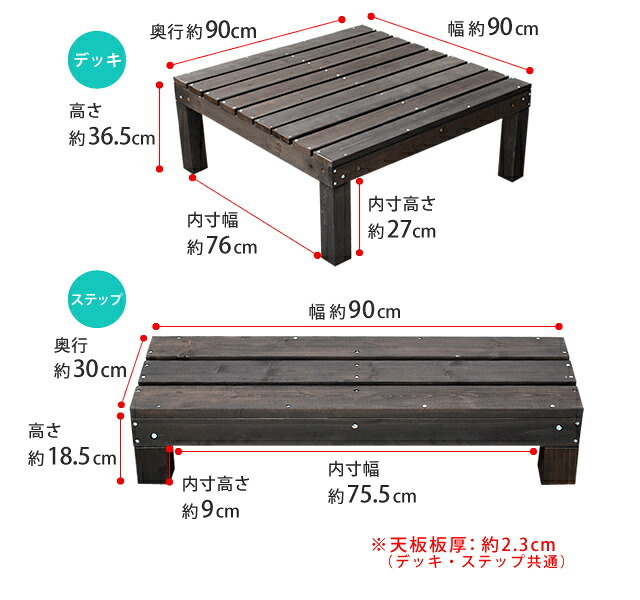 ガーデン エクステリア ユニットウッドデッキ harmonie アルモニー 90×90 4個組 ステップ付 送料無料 ウッドデッキ 簡単 縁側 本格的 DIY 木製 天然木 庭 ベランダ おしゃれ 小型 北欧 屋外 家具 ダークブラウン