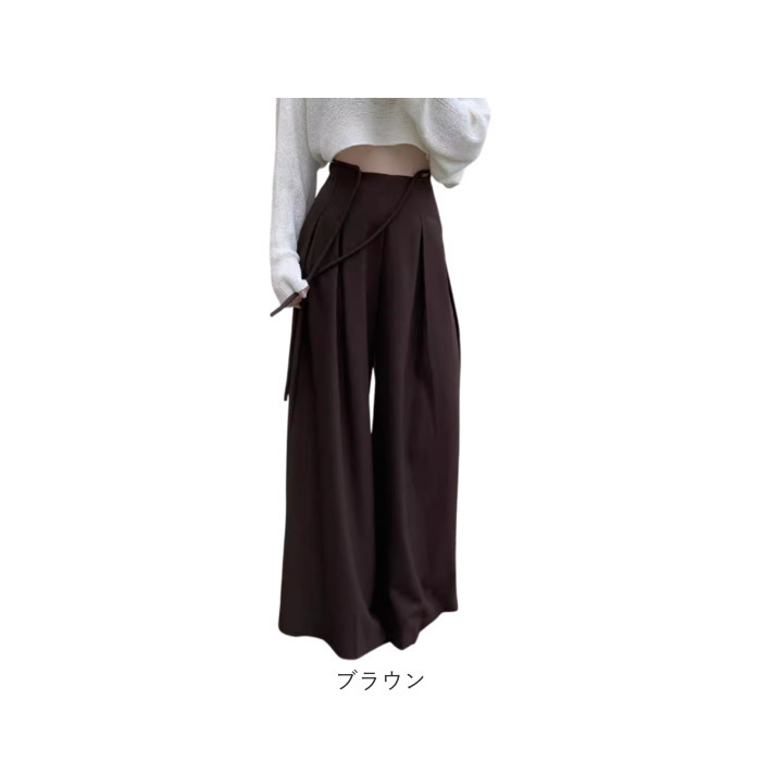 タックワイドパンツ レディース 通販 ハイウエストパンツ ウエストリボン ロング丈パンツ きれいめカジュアル オフィスカジュアル 体型カバーパンツ 女子 美脚ワイドパンツ ゆったりパンツ 春秋 秋冬 大人カジュアル 女性 ボトムス 大人 レディースファッション