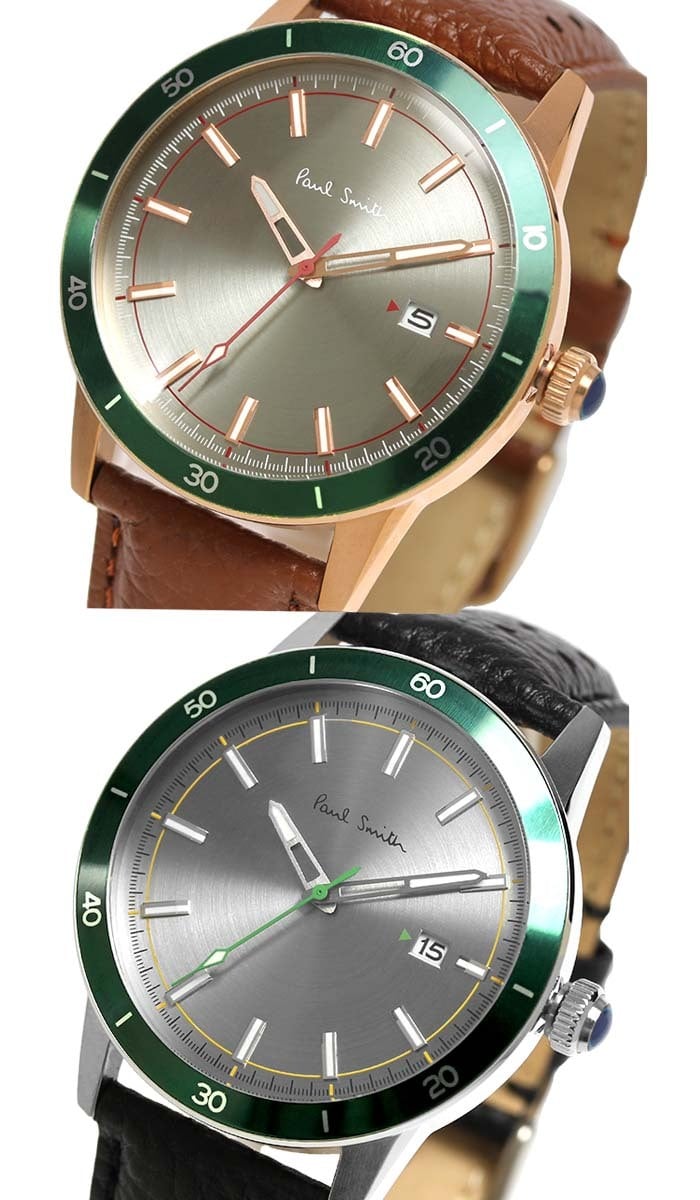 ポールスミス Paul Smith 腕時計 メンズ 革ベルト 43mm レザー クラシック ブランド 人気 ウォッチ ギフト プレゼント グリーン グレー シルバー ブラック ブラウン