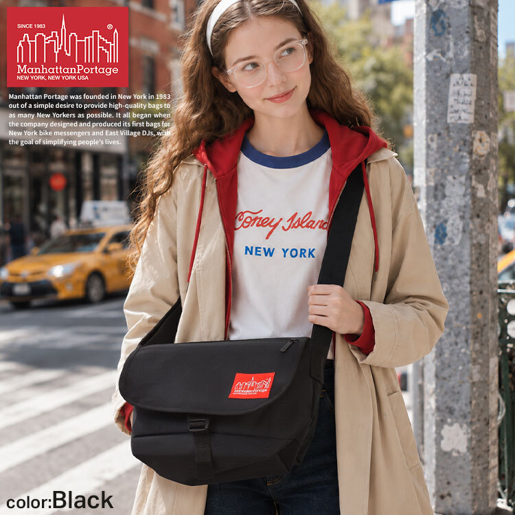 マンハッタンポーテージ メッセンジャーバッグ Manhattan Portage メンズ レディース 撥水 軽量 コーデュラ B5 大きめ バックル 斜めがけ ショルダーバッグ フラップ 肩掛け ウエストバッグ ナイロン 黒 おしゃれ シンプル 通勤 通学 旅行 カジュアル アウトドア ブランド