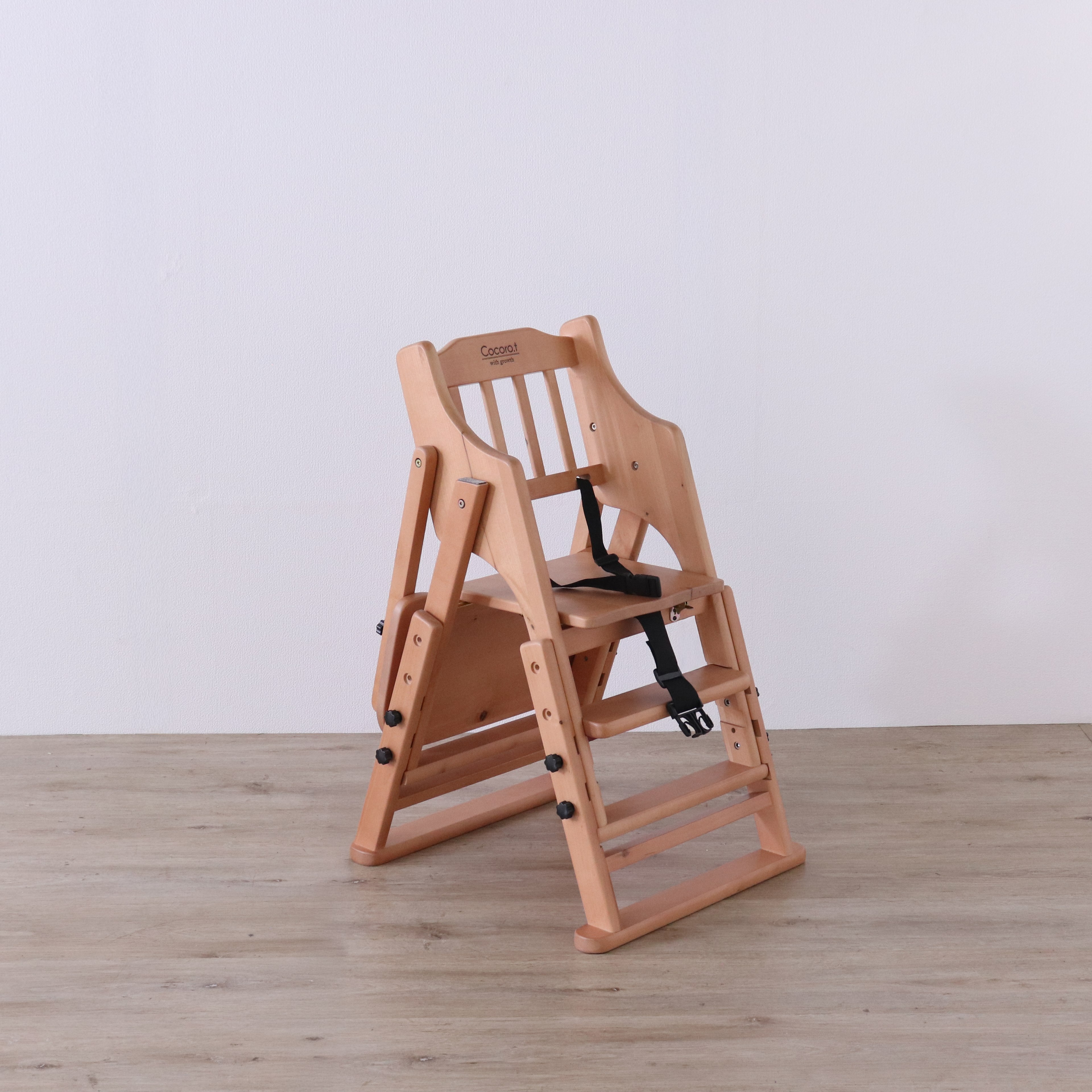 ベビーチェア LBR 折りたたみ 完成品 天然木 ライトブラウン・ホワイトウォッシュ W47×D62×H77cm座面高42/48/54cm 子供椅子 キッズチェア 木製 ライトブラウン ホワイトウォッシュ おしゃれ