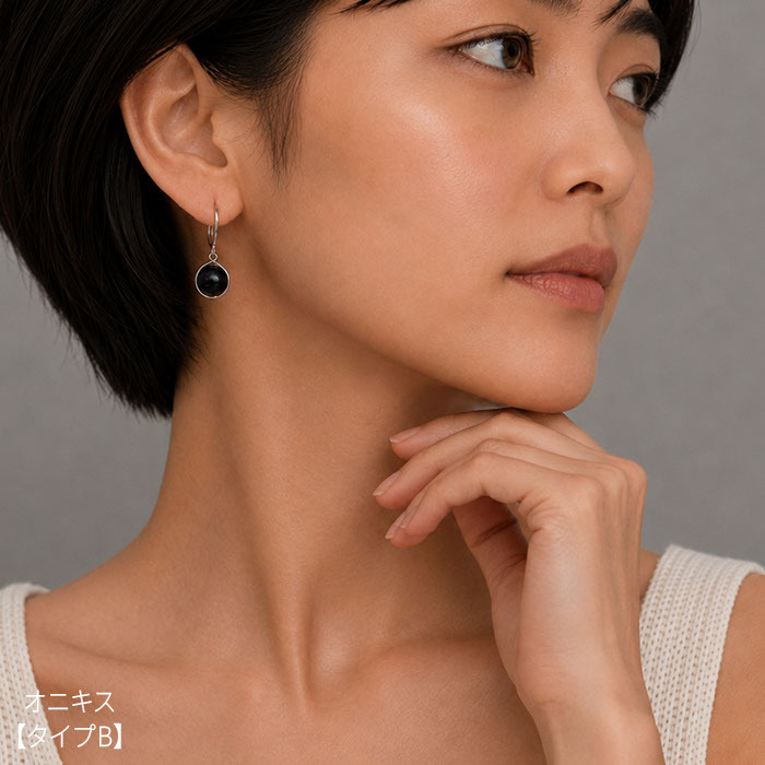 ピアス レディース フックピアス カラビナ 落ちにくい ガラスビーズ 丸玉 球体 一粒 揺れる ステンレスフック 金属アレルギー対応 片耳 1個売り