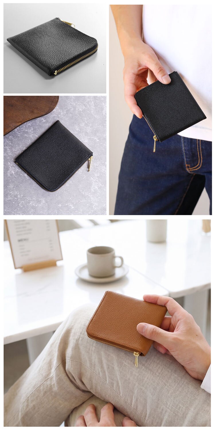 メンズ ミニ財布 薄型 コンパクト 牛革 L字 ファスナー ブランド Jamale 小さい 薄い サイフ ミニ ミニマム シンプル 極小 極薄 サブ財布 レザー サブ財布 ミニウォレット 旅行用 便利 本革 4FC 1年保証 (07000633-mens-1r)