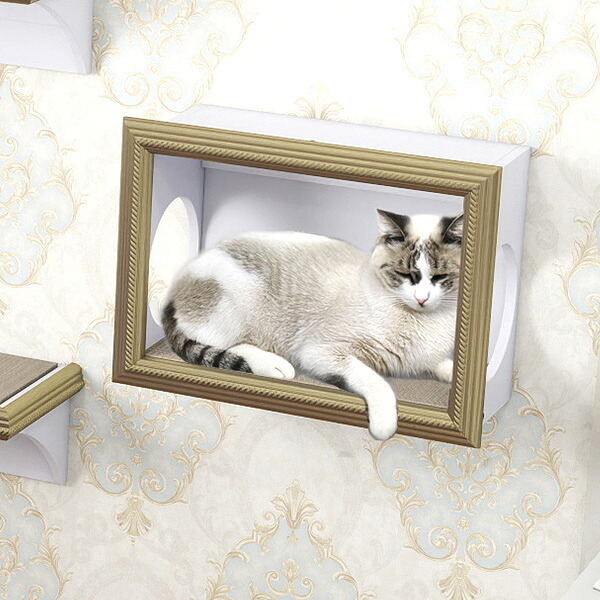 猫用ベッド ハウス 爪とぎ 壁掛け 幅56cm 日本製 完成品 arneco Nail House F-007 キャットハウス 猫用爪とぎ 猫用家具 多頭飼い くつろぎ 木製 ペット家具 猫用品 犬用品 省スペース リビング インテリア おしゃれ モダン