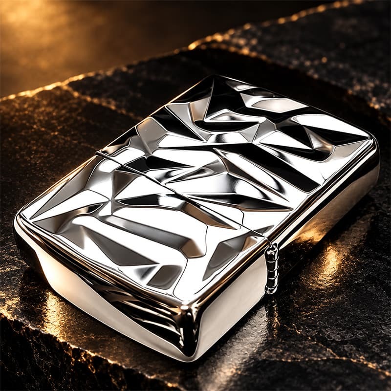 ZIPPO アーマー ジッポ ライター アイスカット シルバー White Nickel 両面加工 彫刻 かっこいい 重厚 おしゃれ メンズ ギフト プレゼント