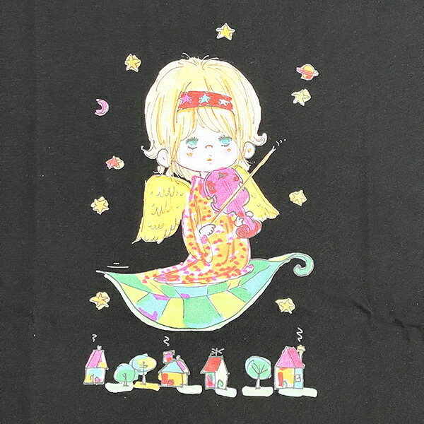水森亜土 カラーTシャツ(M) バイオリン ブラック アパレル 送料込み