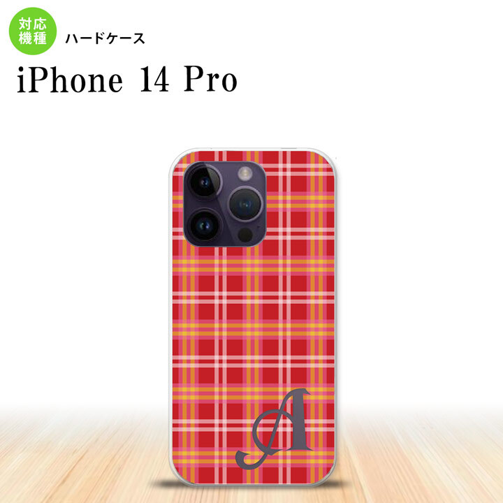 iPhone14 Pro iPhone14 Pro スマホケース 背面ケース ハードケース チェック B 赤 +アルファベット 2022年 9月発売 nk-i14p-432i
