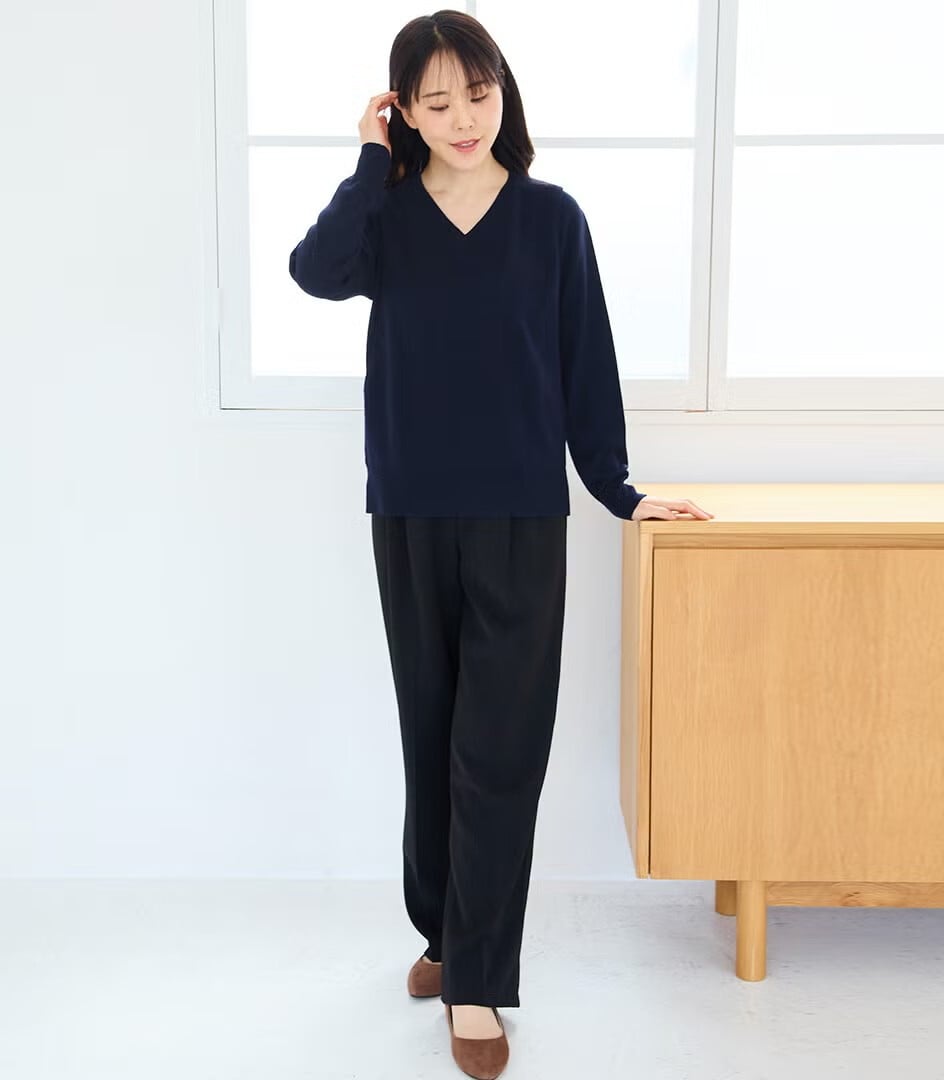 【送料無料】授乳服〈授乳/マタニティ〉Vネックニットトップス