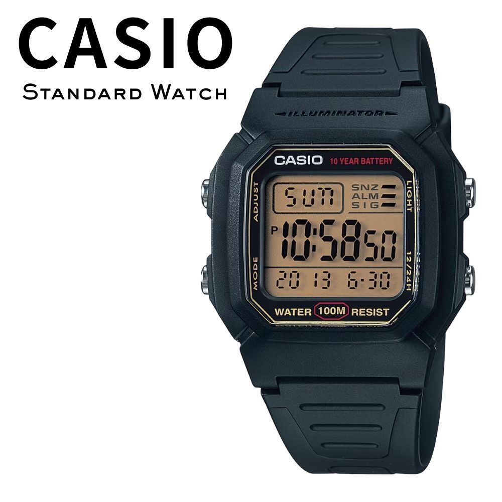 箱なし カシオ 腕時計 メンズ レディース CASIO デジタル ブラック 10年電池 100m防水 ストップウォッチ アラーム LEDライト 軽量 海外モデル 逆輸入 スポーツ アウトドア 通勤 通学 プレゼント ギフト 成人 卒業 入学