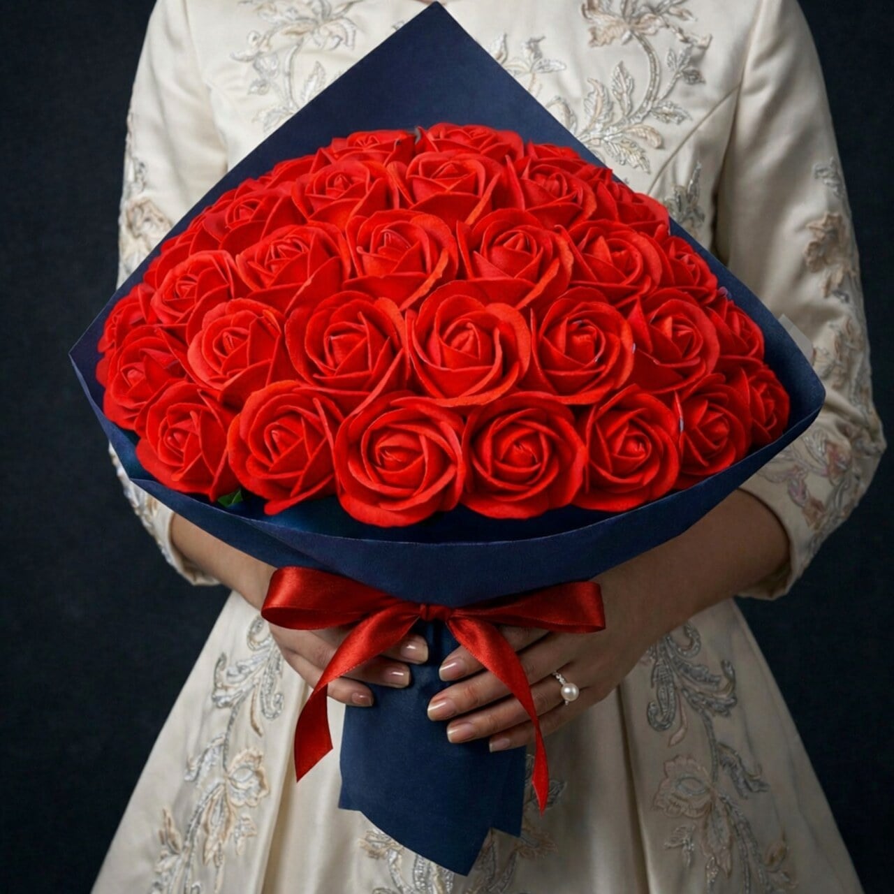 【ルビーレッド】「サヴォンローズ」 花束 ブーケ バラの花束 薔薇の花束 花ギフト フラワーギフト フラワーボックス プロポーズ サプライズ ソープフラワー シャボンフラワー 石鹸フラワー 石鹸の花 石鹸のバラ 枯れない花 インテリア 母の日 父の日 敬老の日 クリスマス バレンタイン ホワイトデー 誕生日 入学 卒業 就職 結婚祝い 結婚記念日 退職祝い 記念日 