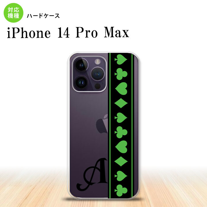 iPhone14 ProMax iPhone14 Pro Max スマホケース 背面ケース ハードケース トランプ 帯 黒 緑 +アルファベット 2022年 9月発売 nk-i14pm-526i