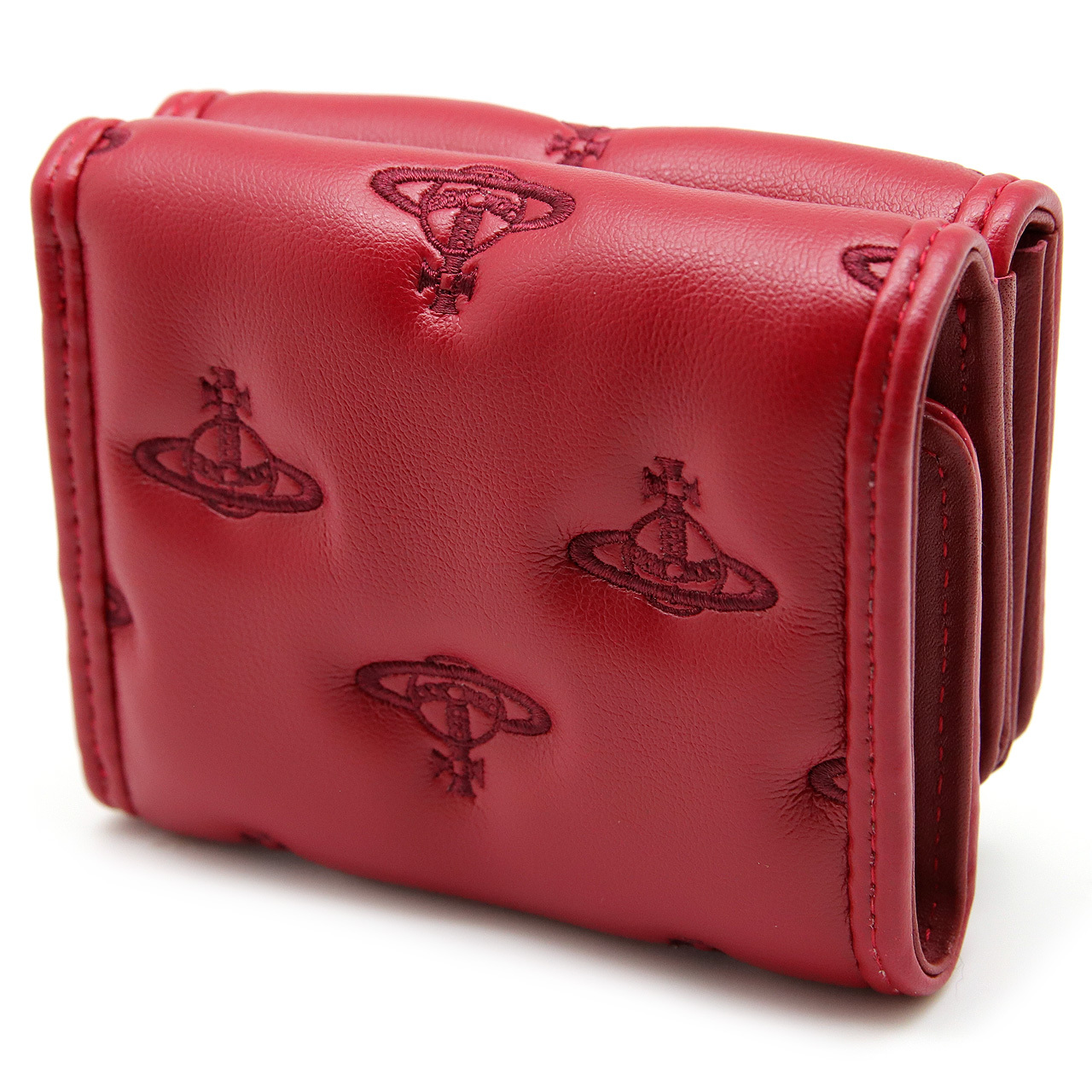 ヴィヴィアンウエストウッド 三つ折り財布 ミニ財布 レディース メンズ 男女兼用 折り財布 Vivienne Westwood ヴィヴィアン マルチオーブ型押し レッド VW4290 (51070057W-S002K-H201) 【2026年秋冬モデル】 【ラッピング無料 誕生日 お祝い プレゼント ギフト 贈り物】