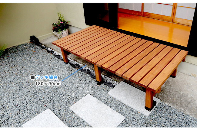 ウッドデッキ デッキ縁台 180×90 ステップセット ウッドデッキ風 簡単 縁側 本格的 DIY 木製 天然木 庭 ベランダ マンション おしゃれ 小型 北欧 ガーデン 屋外 家具 ブラウン ダークブラウン ライトブラウン エクステリア