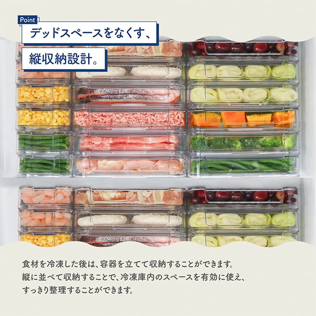 TAKEYA タケヤ FREEZE STOCK フリーズストック M 《2個セット》[保存容器 フードコンテナ 冷凍 クリア 透明 日本製 タケヤ フードストッカー オシャレ 保存 容器 中身が見える 小分け 冷凍容器 プラスチック ケース 薄型 浅型 食品保存]