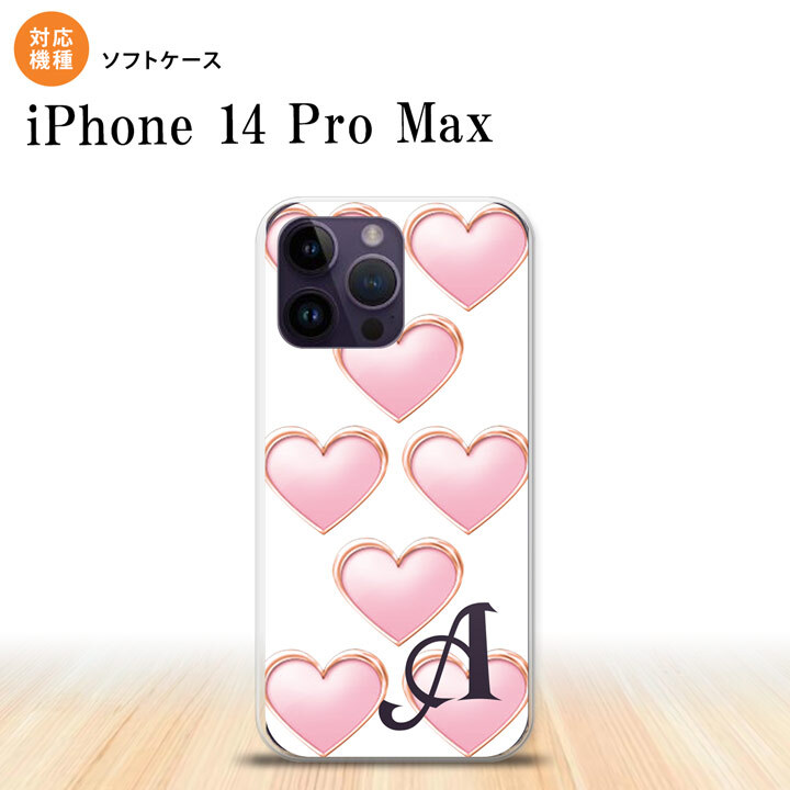 iPhone14 ProMax iPhone14 Pro Max スマホケース 背面ケースソフトケース ハート C 白 +アルファベット 2022年 9月発売 nk-i14pm-tp175i