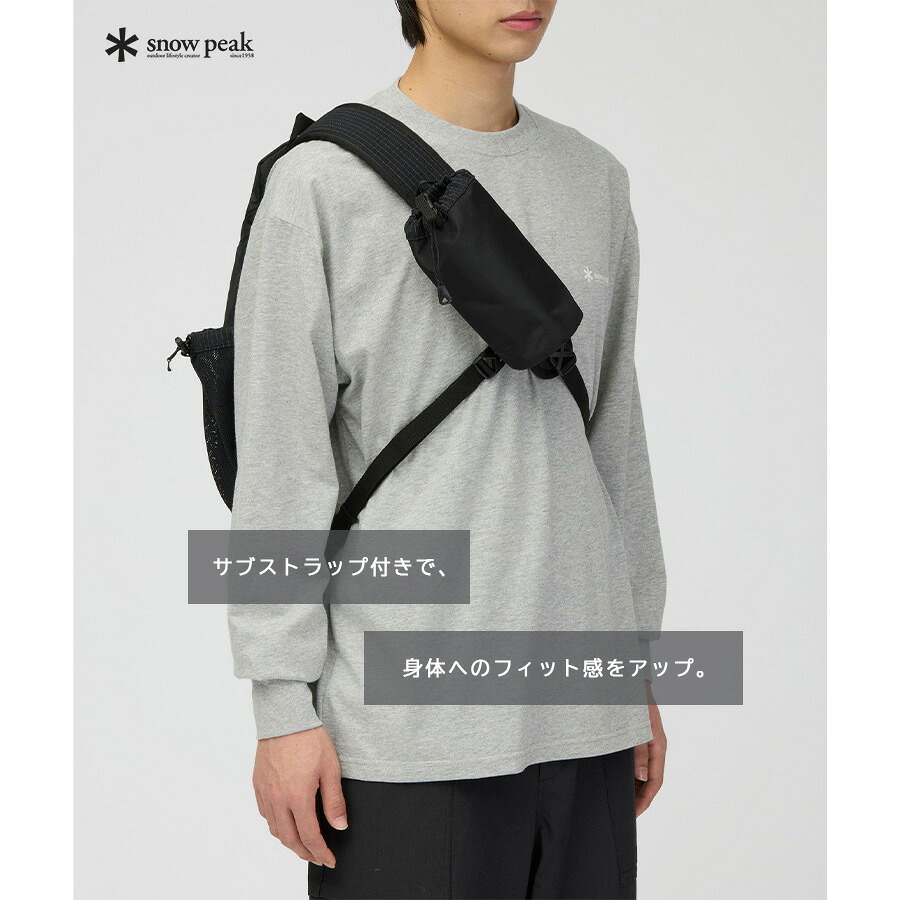 snowpeak Grid Sling Bag ボディバッグ ウエストバッグ 大容量 普段使い 使いやすい シンプル レディース メンズ ギフト プレゼント ブラック 100261sb07