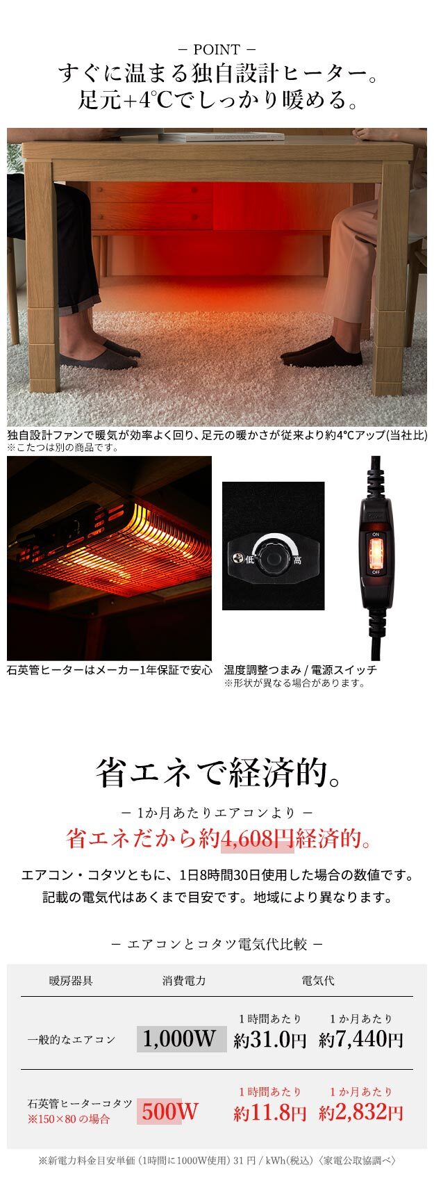 パワフルヒーター-高さ調節機能付きダイニングこたつ〔アコード〕 90x60cm+専用省スペースこたつ布団 2点セット SAI 彩 コタツ 長方形 ダイニングテーブル リビング 布団セット 掛け布団 ハイタイプこたつ ファン付き おしゃれ 北欧 ブラウン