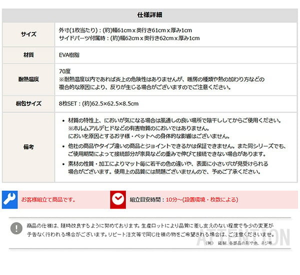 ラグ カーペット ジョイントマット サイドパーツ付き 64枚セット 大判60cm 「キッチンマット マット タイルマット 難燃 プレイマット 玄関マット 傷防止 バスマット 当日発送