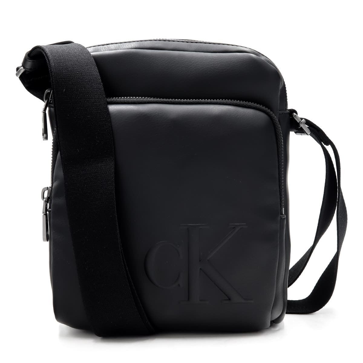 カルバンクライン ショルダーバッグ メンズ Calvin Klein BOLD CK POCKET REPORTER 斜めがけ クロスボディ ミニショルダー CKロゴ 型押し 前ポケット ブラック 黒 ポリウレタン LV04D3368G-UB1