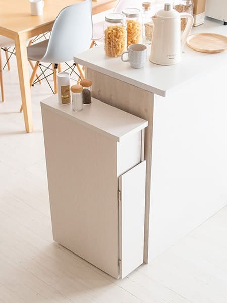 ゴミ箱 スリムダストボックス 幅17cm 奥行44.5cm 高さ80cm ゴミ箱 キャスター付き 天板 ダストボックス 30L 木目調 キッチン ひとり暮らし 棚 ごみ箱 シンプル 清潔感 ナチュラル ブラウン すき間収納 省スペース スリム おしゃれ