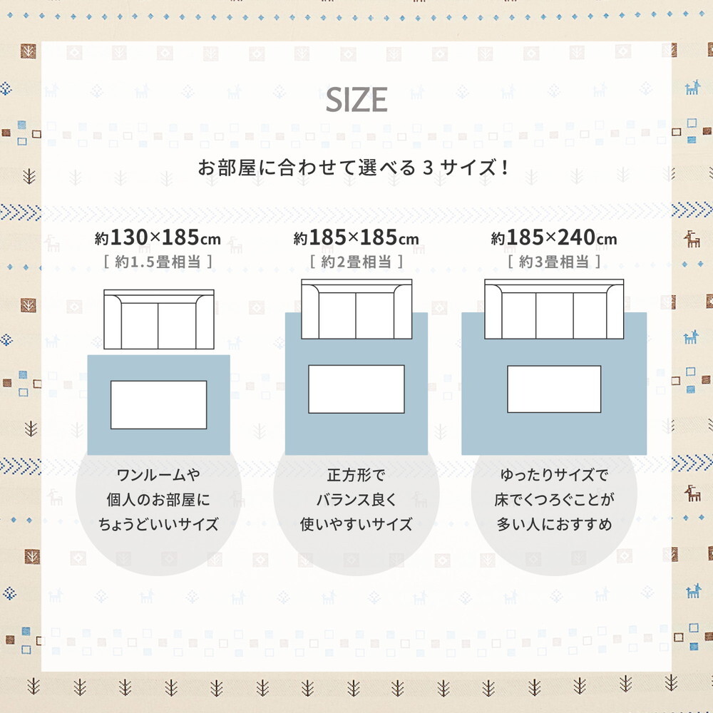 ラグ カーペット インド綿 パイサ 約130×185cm ふっくら ボンディング ギャッベ柄
