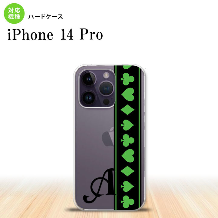 iPhone14 Pro iPhone14 Pro スマホケース 背面ケース ハードケース トランプ 帯 黒 緑 +アルファベット 2022年 9月発売 nk-i14p-526i
