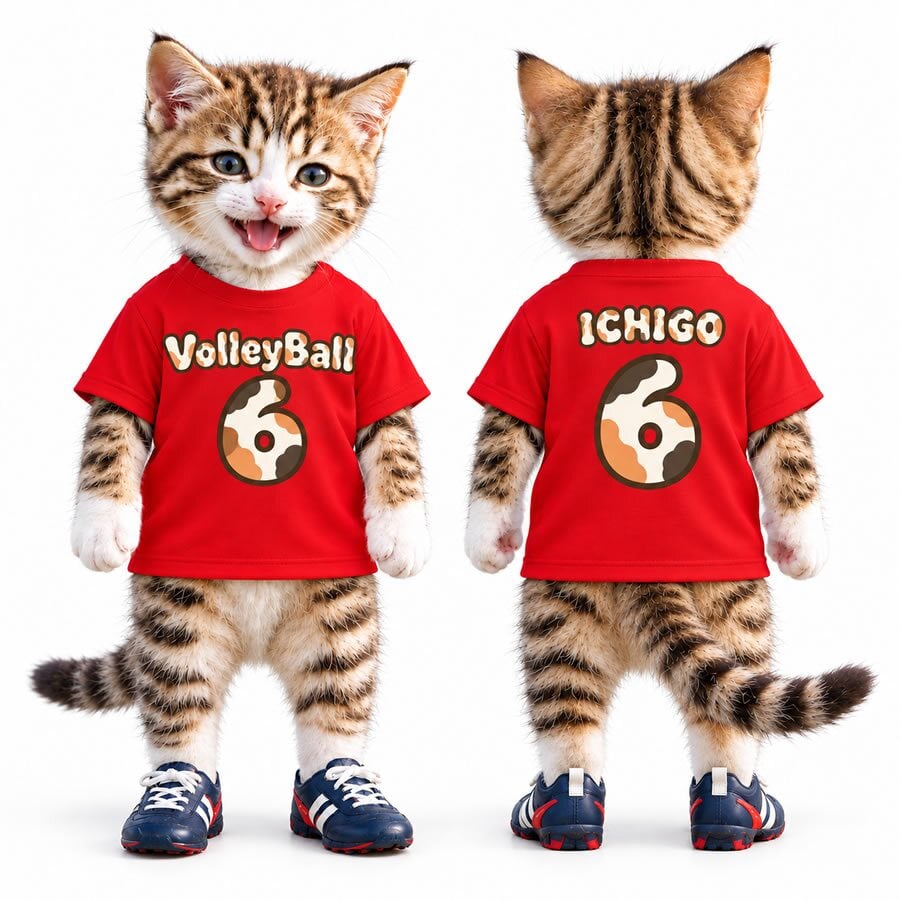 【ニャンとも可愛い】三毛猫フォント 半袖 Tシャツ 型 ユニフォーム ポリエステル100％ 全14色 サイズ 100cm～7L 名前入り 背番号 チーム名 サッカー バレーボール ママさんバレー 親子コーデ 応援Tシャツ 猫好き 名入れ フットサル キッズサイズ 大きいサイズ ビッグサイズ 文化祭 体育祭 クラスTシャツ※人間用です、ペット用品ではありません
