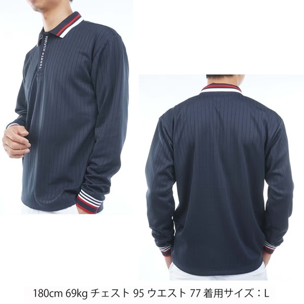 トミーヒルフィガー ゴルフ メンズ 針抜きジャガード 長袖ポロシャツ TOMMY HILFIGER THMA663 2026年秋冬モデル お誕生日祝い お祝い 記念品 お父さん 父の日 彼氏 男性 30代 40代 50代 60代  還暦祝い 敬老の日 人気プレゼント プレゼント