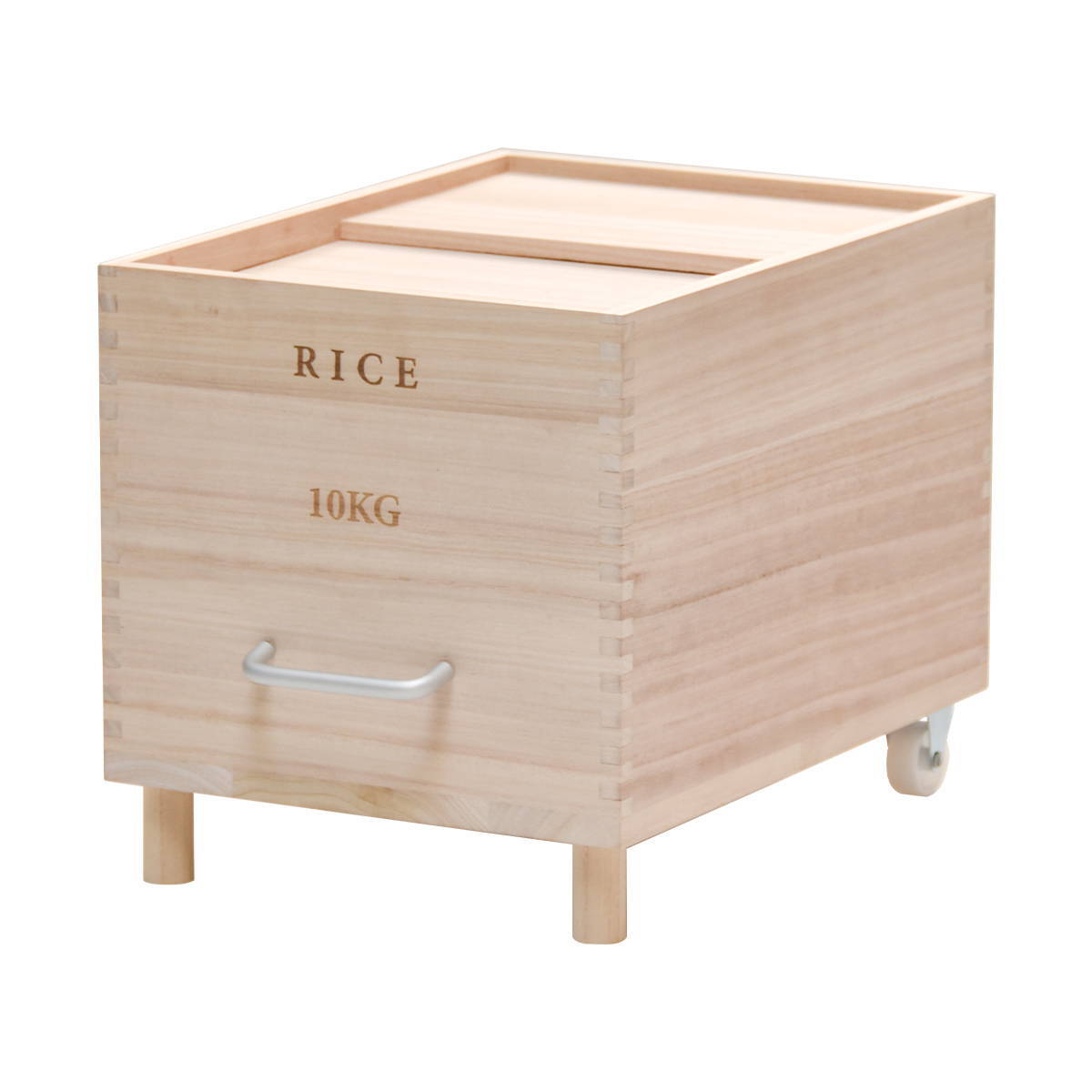 キャスター付き米びつ Rice10kg ONKZ0215 米びつ 10kg 木製 桐 キャスター付き 取っ手 軽量 調湿 防虫 保存容器 スライド 木 桐製 虫除け 乾湿調節 収納 桐材 和風 ライスストッカー ストッカー 保存 キッチン用品