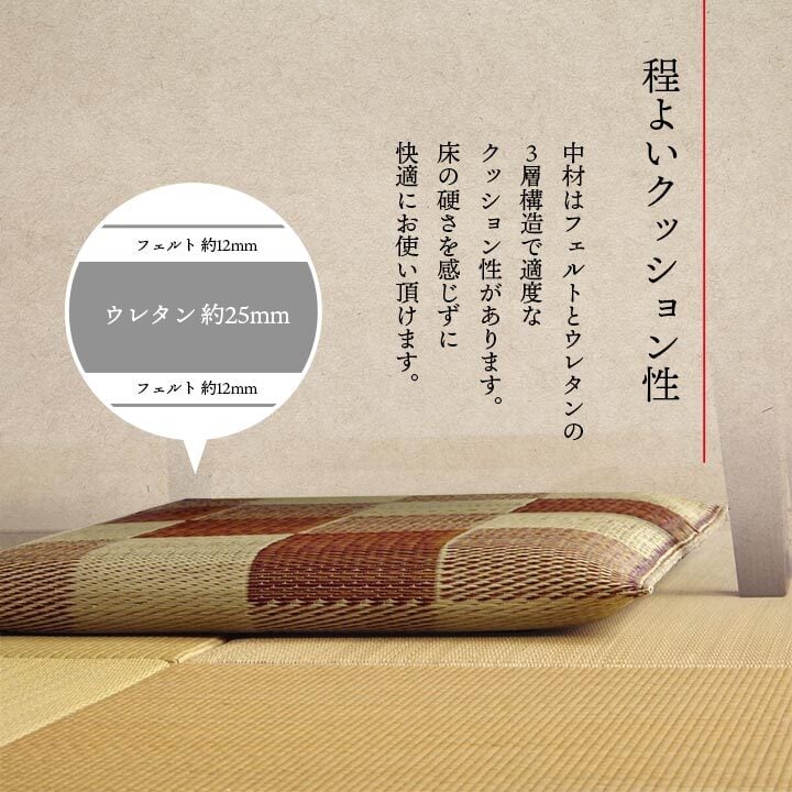 日本製 い草 座布団 クッション ブロック柄 2枚組 約55×55cm ブロック柄のい座布団 国産 抗菌防臭 消臭 ウレタン 座ぶとん ざぶとん フロアクッション 和室クッション 寝具 寝室用品 インテリア ウレタンフォーム クッション性 汚れにくい 新生活