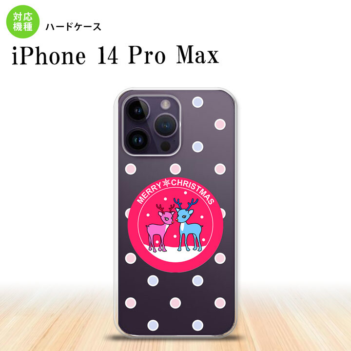 iPhone14 ProMax iPhone14 Pro Max スマホケース 背面ケース ハードケース トナカイ ワッペン ピンク 2022年 9月発売 nk-i14pm-621