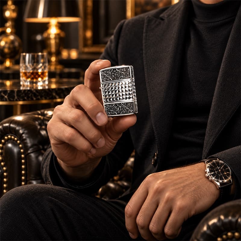 ZIPPO アーマー カスタムライン 中世模様 ジッポ ライター 3面加工 細密彫刻 アラベスク 銀 いぶし仕上げ シルバー かっこいい 重厚 高級 おしゃれ メンズ ギフト プレゼント