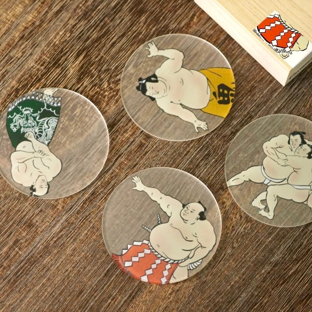 【toumei  関取 コースター 木箱入り 4枚セット】トウメイ コースターセット 【ラッピング・熨斗対応可／桐箱でお届け】【結婚のお祝いに】おしゃれ 誕生日 両親 父 母 夫婦 祖父母 結婚記念日 父の日 母の日 敬老の日 特別 友達 カップル パートナー お揃い 家族 結婚祝い 新築祝い 和モダン 国内生産 内祝い 上品 優美 上司 先輩 後輩 新生活